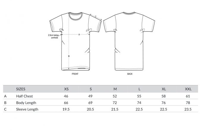 unisex tee size guide see additional details for sizing
