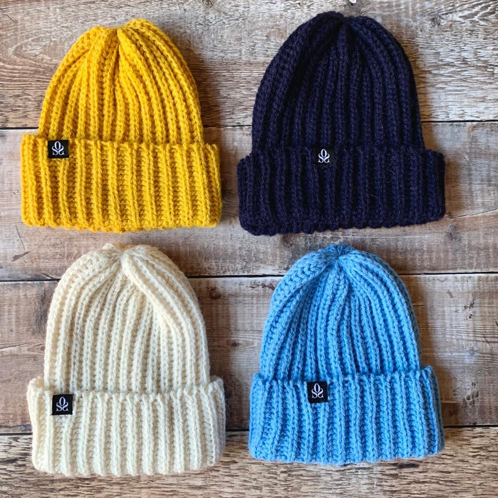selection of beanies in different colours
