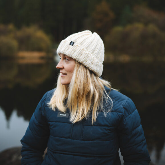white chunky wool beanie