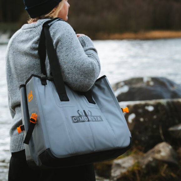 The C-Monsta mini split bag over a shoulder